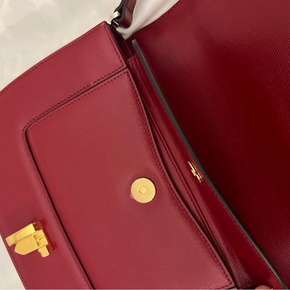 Gucci Sylvie 1969 leather shoulder bag in red NWT - Picture 4 of 9